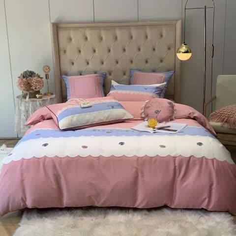 91家纺网 家纺一手货源 找家纺 馨蕊家居2021新款60s双股埃及长绒棉繁花似锦-浅兰