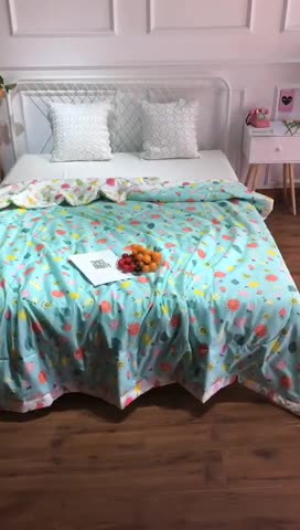 91家纺网 家纺一手货源 找家纺 润缦 2020新款纯棉全棉精梳棉夏被 水果派