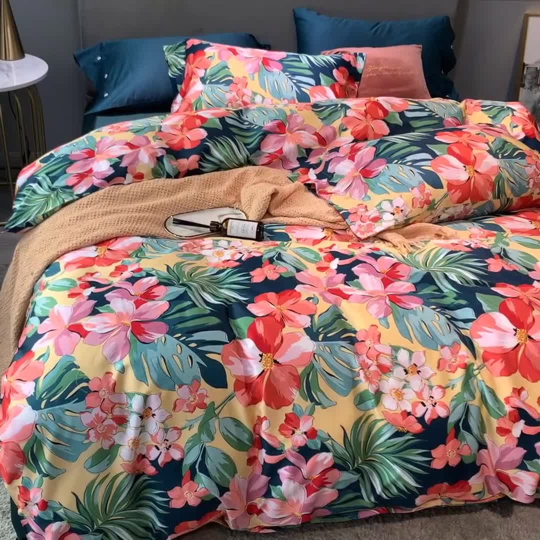 91家纺网 家纺一手货源 找家纺 优然居 2020新款60S长绒棉活性印花四件套 摩洛斯