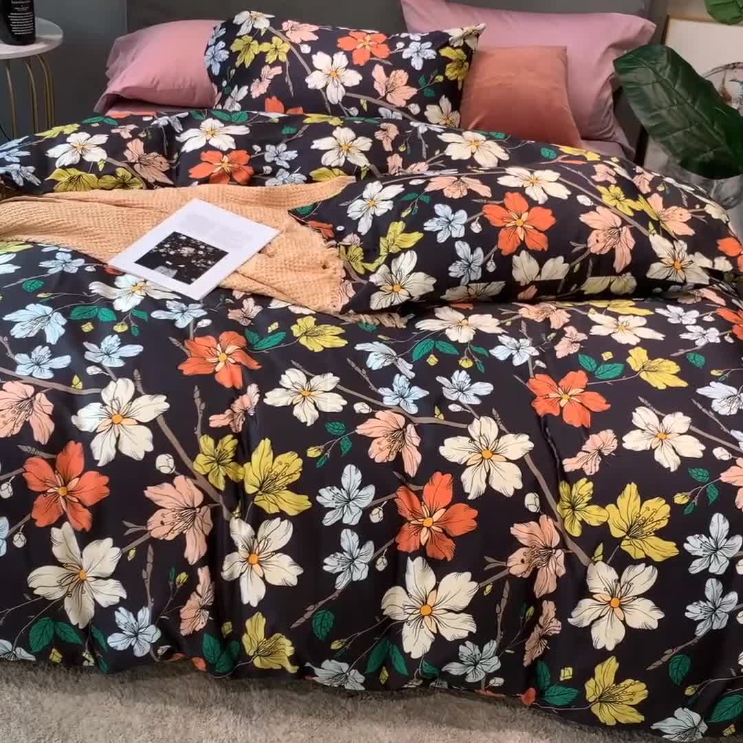 91家纺网 家纺一手货源 找家纺 优然居 2020新款60S长绒棉活性印花四件套 繁华忆梦