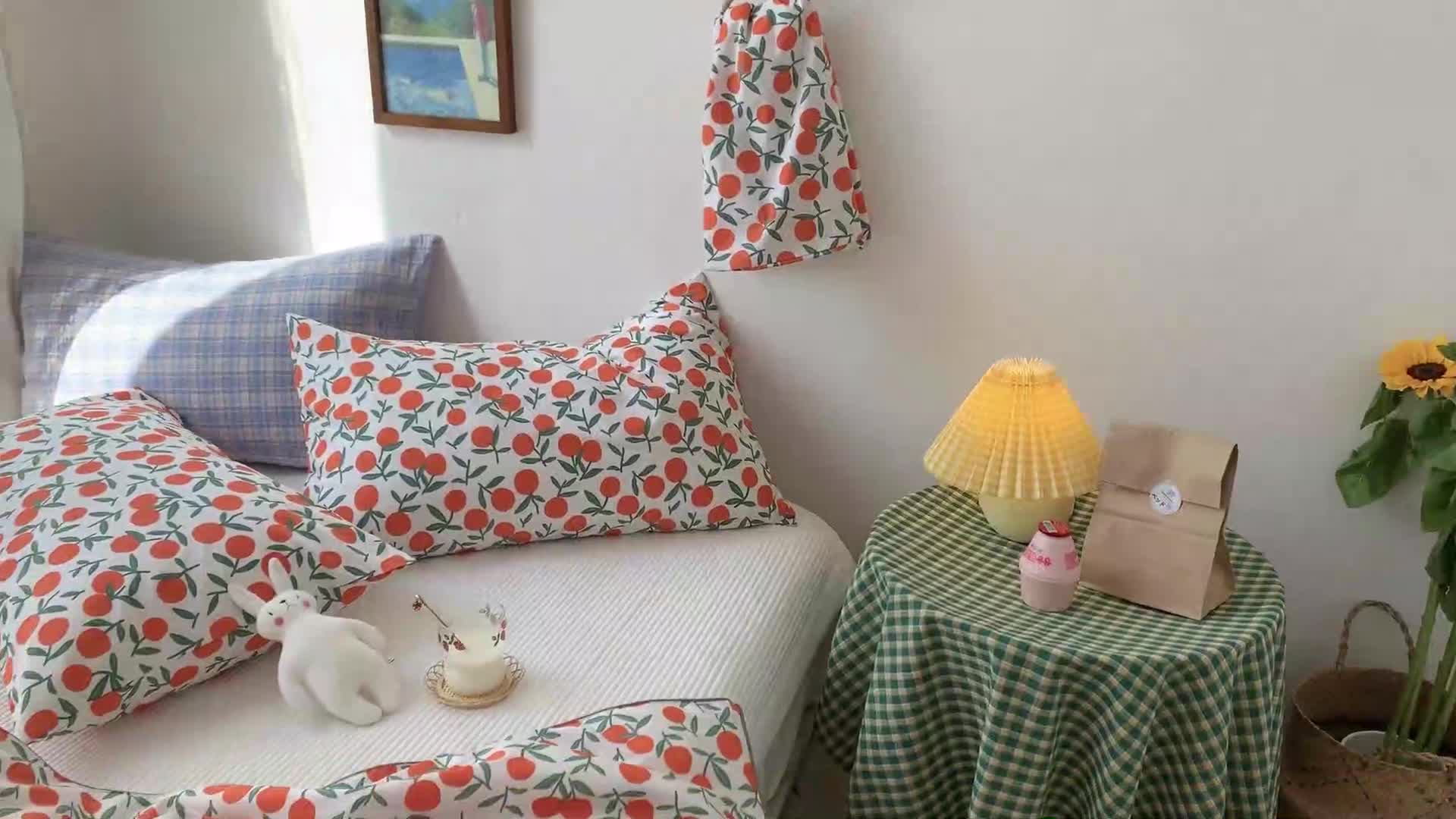 91家纺网 家纺一手货源 找家纺 时年家纺 2020新款40支全棉13372喷气羽丝夏被 橘子