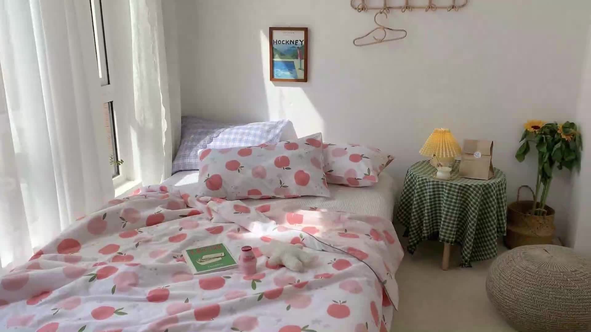 91家纺网 家纺一手货源 找家纺 时年家纺 2020新款40支全棉13372喷气羽丝夏被 水蜜桃