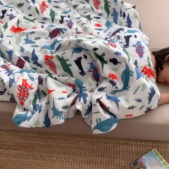 91家纺网 家纺一手货源 找家纺 时年家纺 2020新款40支全棉13372喷气羽丝夏被 小小恐龙