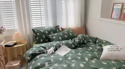 91家纺网 家纺一手货源 找家纺 时年 2020新款40s全棉小可爱系列四件套 企鹅仔