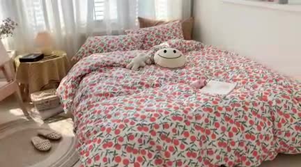 91家纺网 家纺一手货源 找家纺 时年 2020新款40s全棉小可爱系列四件套 橘子（白）