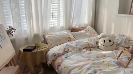 91家纺网 家纺一手货源 找家纺 时年 2020新款40s全棉小可爱系列四件套 丛林（白）