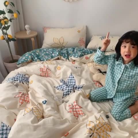 91家纺网 家纺一手货源 找家纺 顾里 2020新款ins网红全棉四件套 红叶