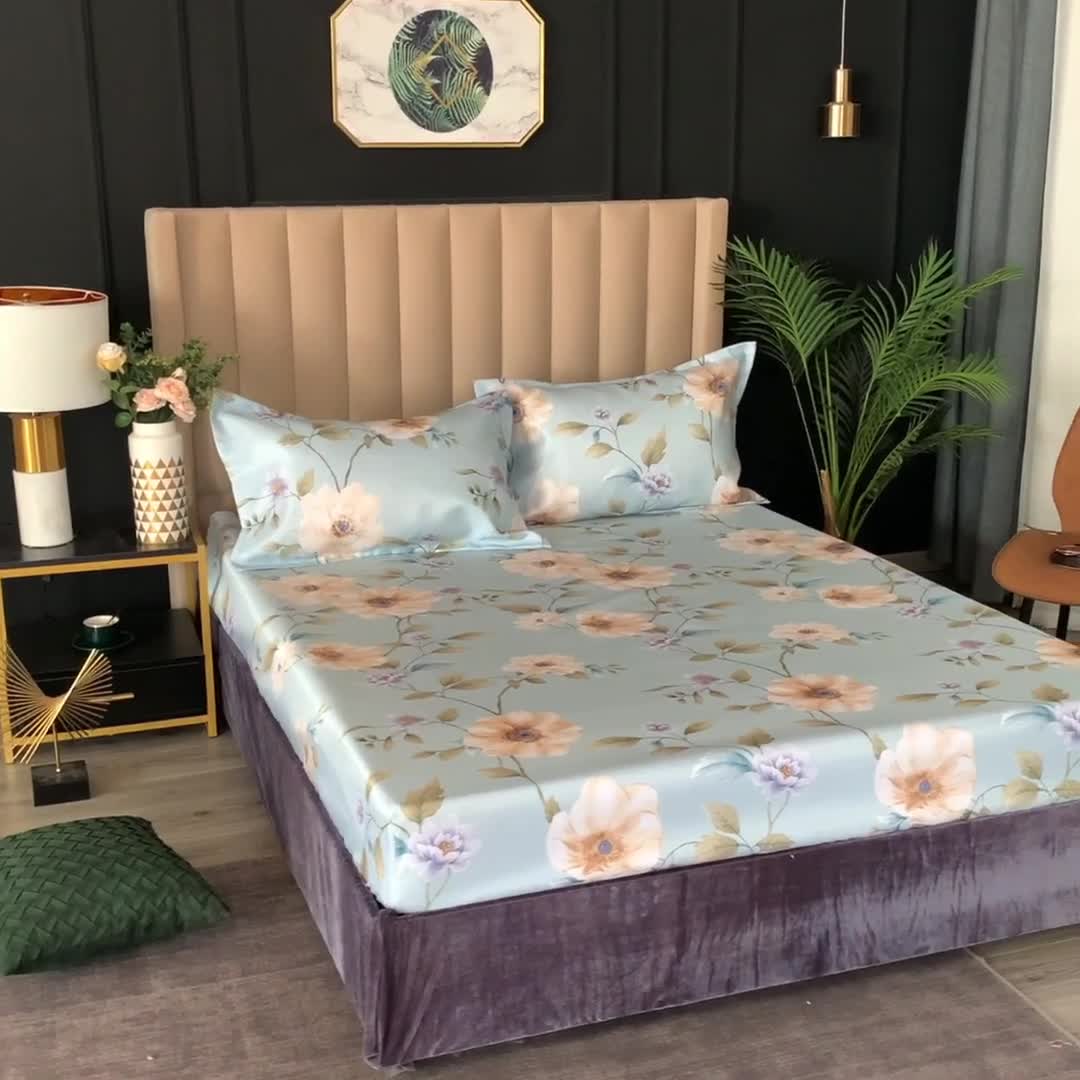 91家纺网 家纺一手货源 找家纺 棉生活 春夏新品600D冰丝软凉席三件套床笠款 花间梦