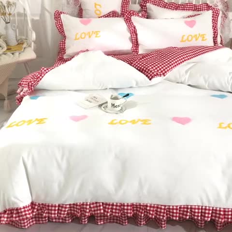 91家纺网 家纺一手货源 找家纺 欧冠家纺 2020新款毛巾绣色织四件套 倾心-富贵红