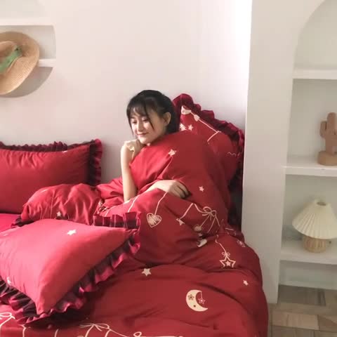 91家纺网 家纺一手货源 找家纺 （总）欧冠 2020新款水洗真丝蕾丝花边款四件套