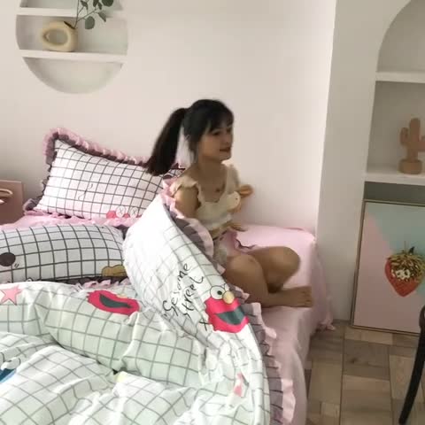 91家纺网 家纺一手货源 找家纺 欧冠 2020新款水洗真丝蕾丝花边款四件套 小怪兽