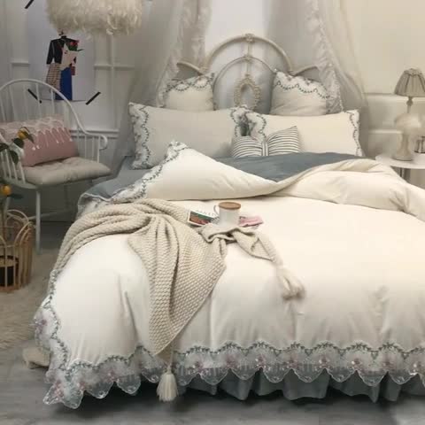 91家纺网 家纺一手货源 找家纺 (总）欧冠 2019秋冬绒款花边款四件套床笠款