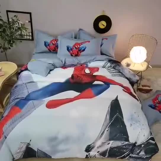 91家纺网 家纺一手货源 找家纺 KT猫直营店 2024新款大版卡通四件套 超能蜘蛛侠