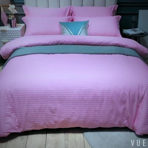 91家纺网 家纺一手货源 找家纺 久典 2020新款学生单位宿舍酒店风全棉四件套 艳丽粉