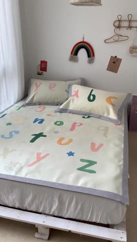 91家纺网 家纺一手货源 找家纺 时年 2020新款水洗养生凉席 学字母