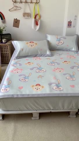 91家纺网 家纺一手货源 找家纺 时年 2020新款水洗养生凉席 可爱兔兔