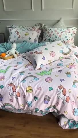 91家纺网 家纺一手货源 找家纺 润缦 2020新款13070全棉四件套 萌龙记