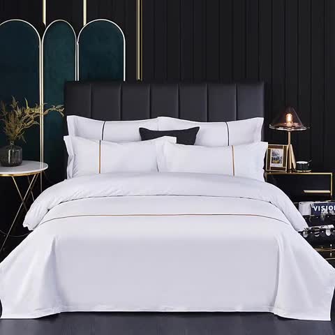 91家纺网 家纺一手货源 找家纺 罗菲尼酒店用品2025新款60s贡缎喷气镶线系列金之恋