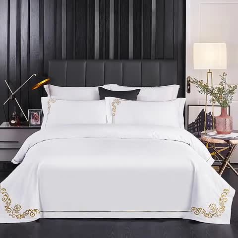 91家纺网 家纺一手货源 找家纺 新款民宿宾馆酒店用品 60s贡缎喷气绣花系列 时尚