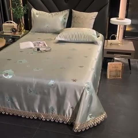 91家纺网 家纺一手货源 找家纺 （总）朗莎家纺 600D冰丝色织提花冰丝席三件套