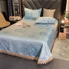 91家纺网 家纺一手货源 找家纺 朗莎家纺 600D冰丝色织提花冰丝席三件套 花间细雨-绿