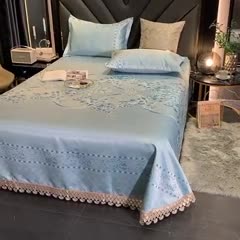 91家纺网 家纺一手货源 找家纺 朗莎家纺 600D冰丝色织提花冰丝席三件套 米兰风情绿