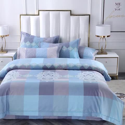 91家纺网 家纺一手货源 找家纺 OL新款13372全棉床盖夹棉四件套活性印染居家套件兰博斯卡