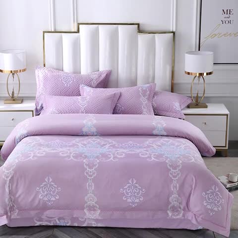 91家纺网 家纺一手货源 找家纺 OL新款13372全棉床盖夹棉四件套活性印染居家套件欧式风情