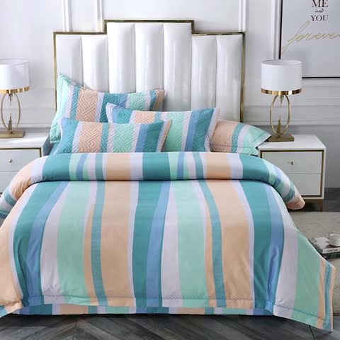 91家纺网 家纺一手货源 找家纺 OL新款13372全棉床盖夹棉四件套活性印染居家套件时光印记