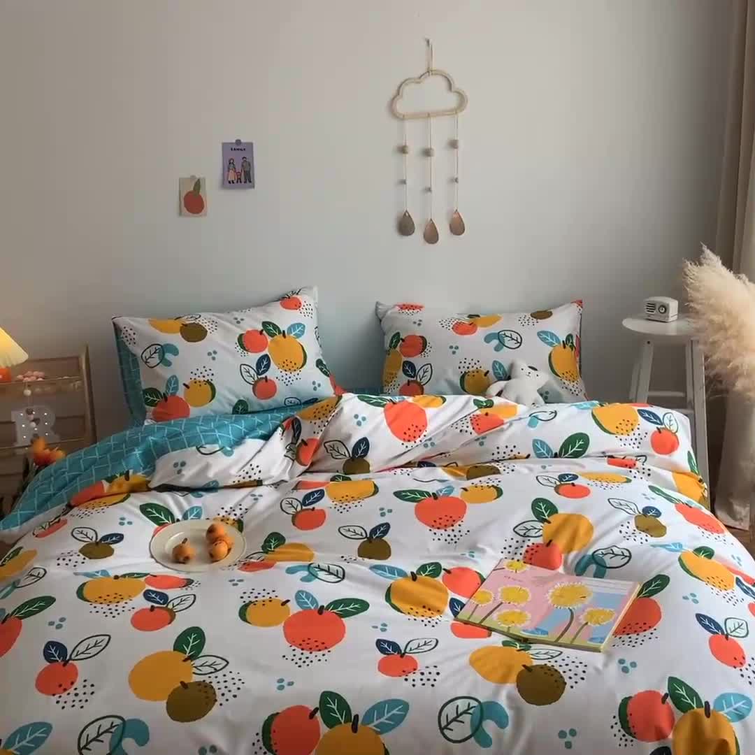 91家纺网 家纺一手货源 找家纺 星期八 2020新款全棉13070亲子四件套系列 橘子