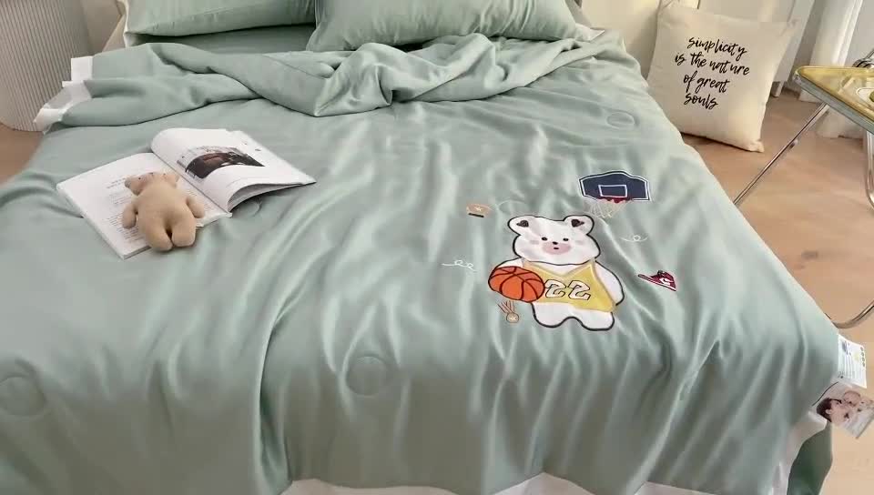 91家纺网 家纺一手货源 找家纺 星野 2020新款60天丝夏被灌篮熊