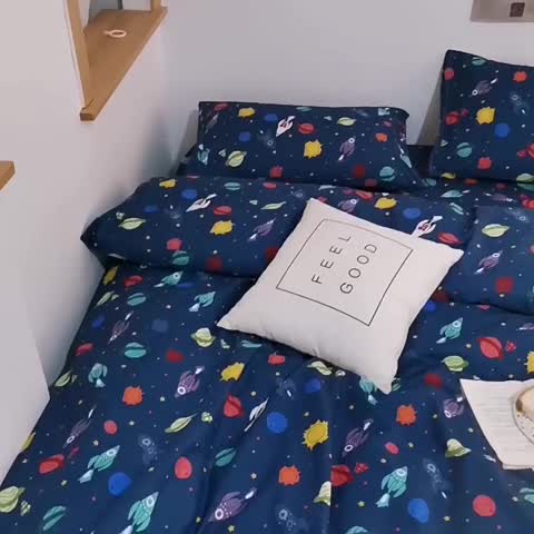 91家纺网 家纺一手货源 找家纺 感遇 2020新款ins全棉简约北欧风单枕套一只太空探险