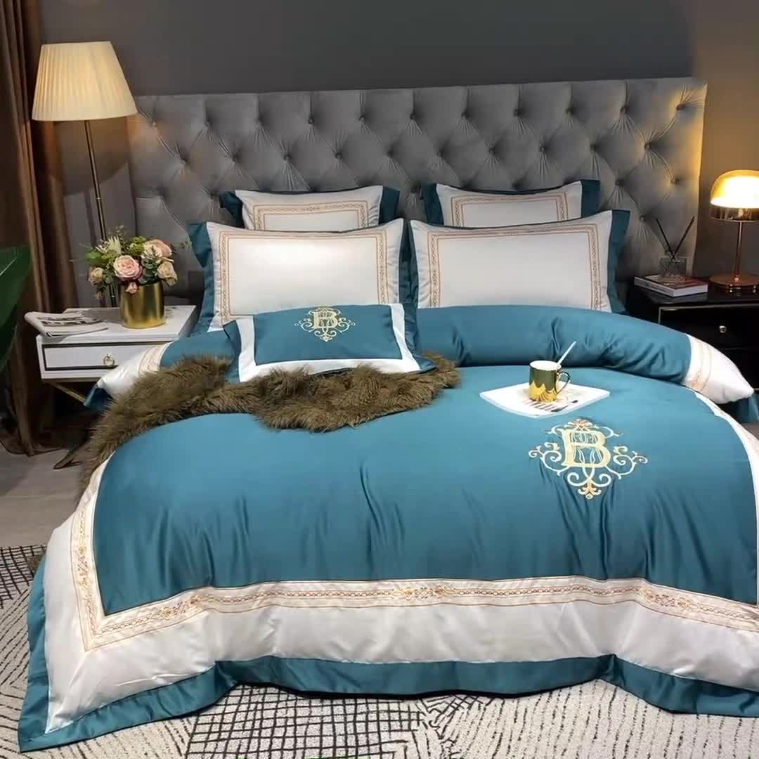 91家纺网 家纺一手货源 找家纺 （总）安妮家居 2020新款TB大牌风贡缎全棉四件套影棚图