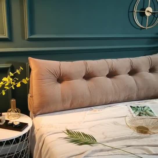 91家纺网 家纺一手货源 找家纺 永光家居 立体绒长三角靠垫 双人床头靠垫 大靠枕靠背 香槟色