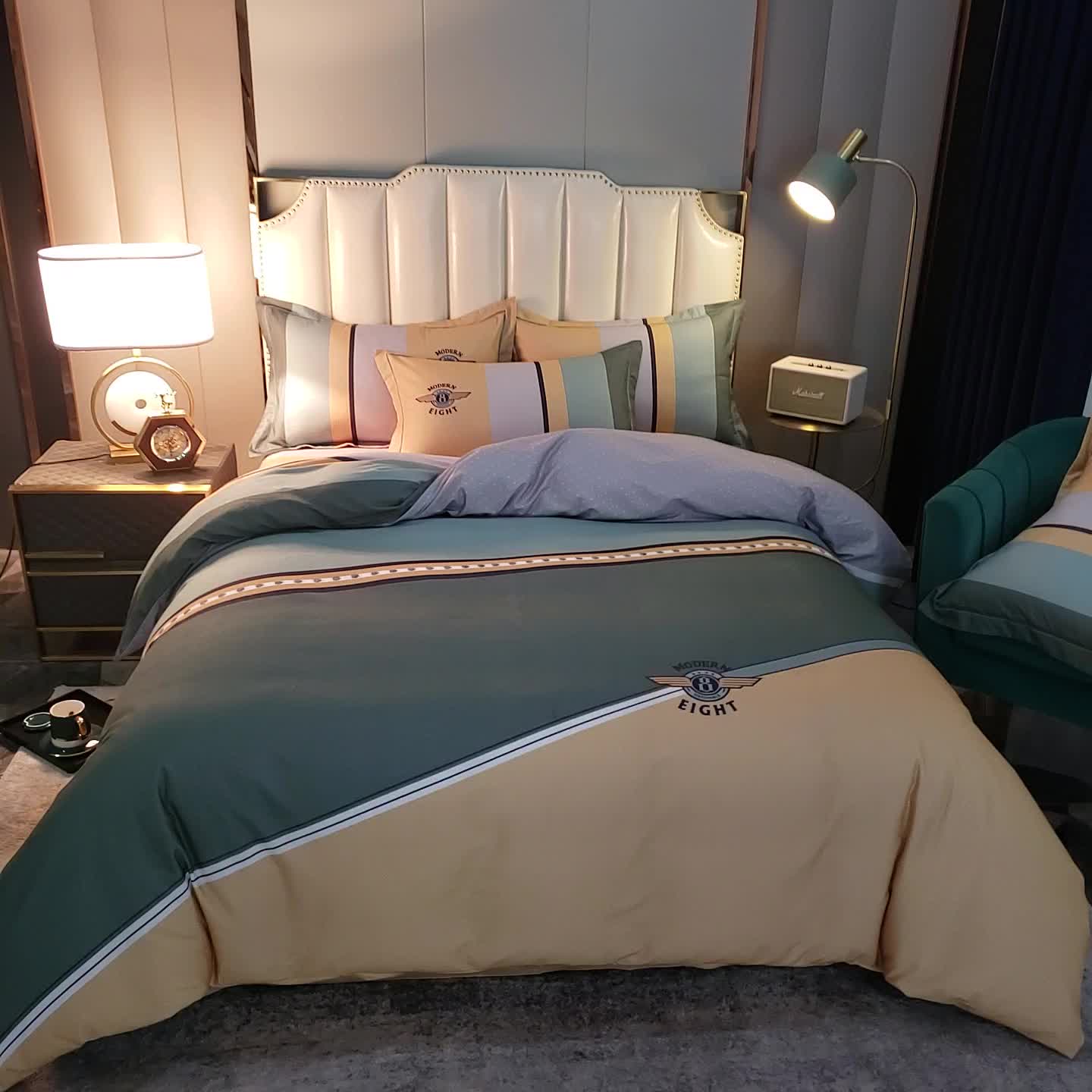 91家纺网 家纺一手货源 找家纺 雲归梦 2020新款全棉生态磨毛大版四件套 凡绅-绿