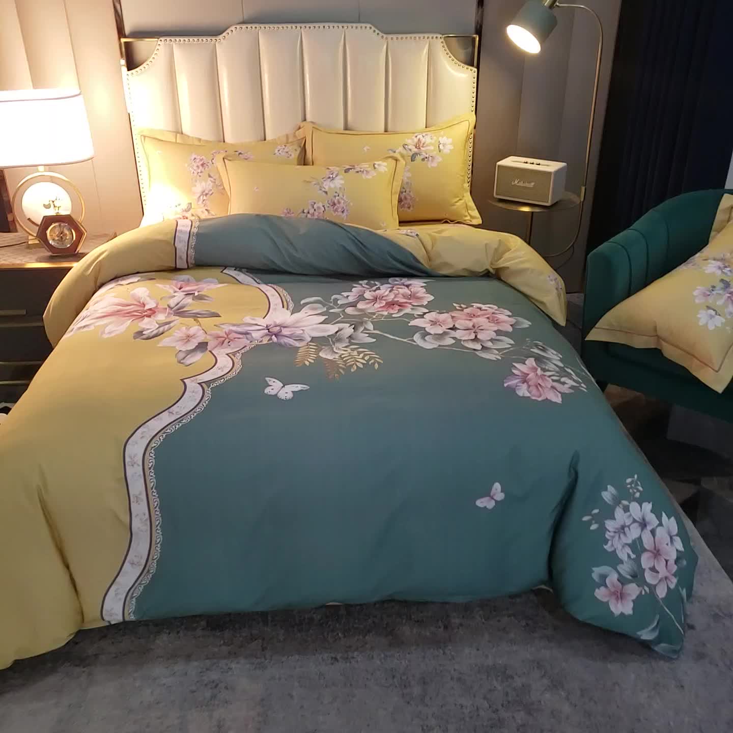 91家纺网 家纺一手货源 找家纺 雲归梦 2020新款全棉生态磨毛大版四件套 意蕴东方-绿