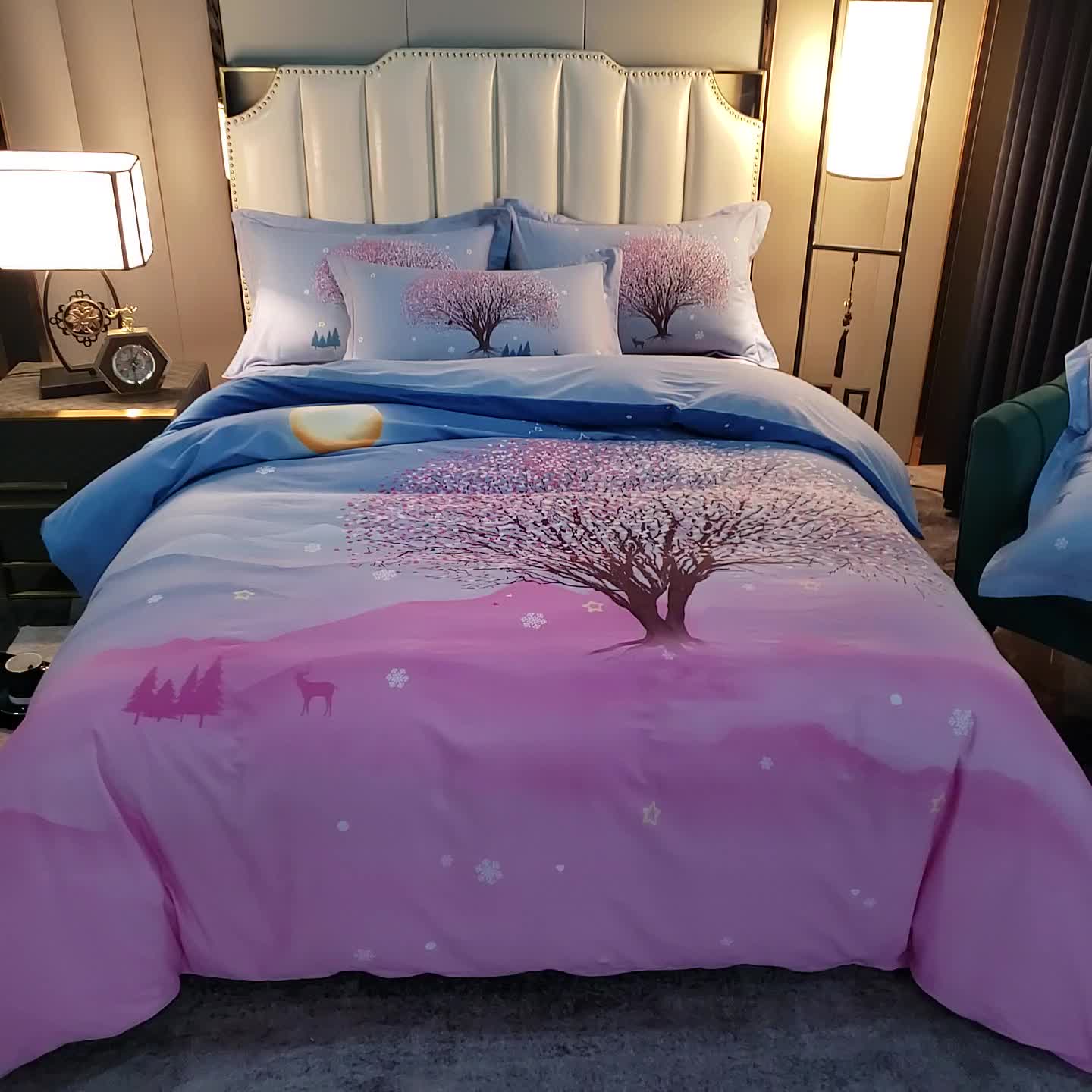 91家纺网 家纺一手货源 找家纺 雲归梦 2020新款全棉生态磨毛大版四件套 幸运之星