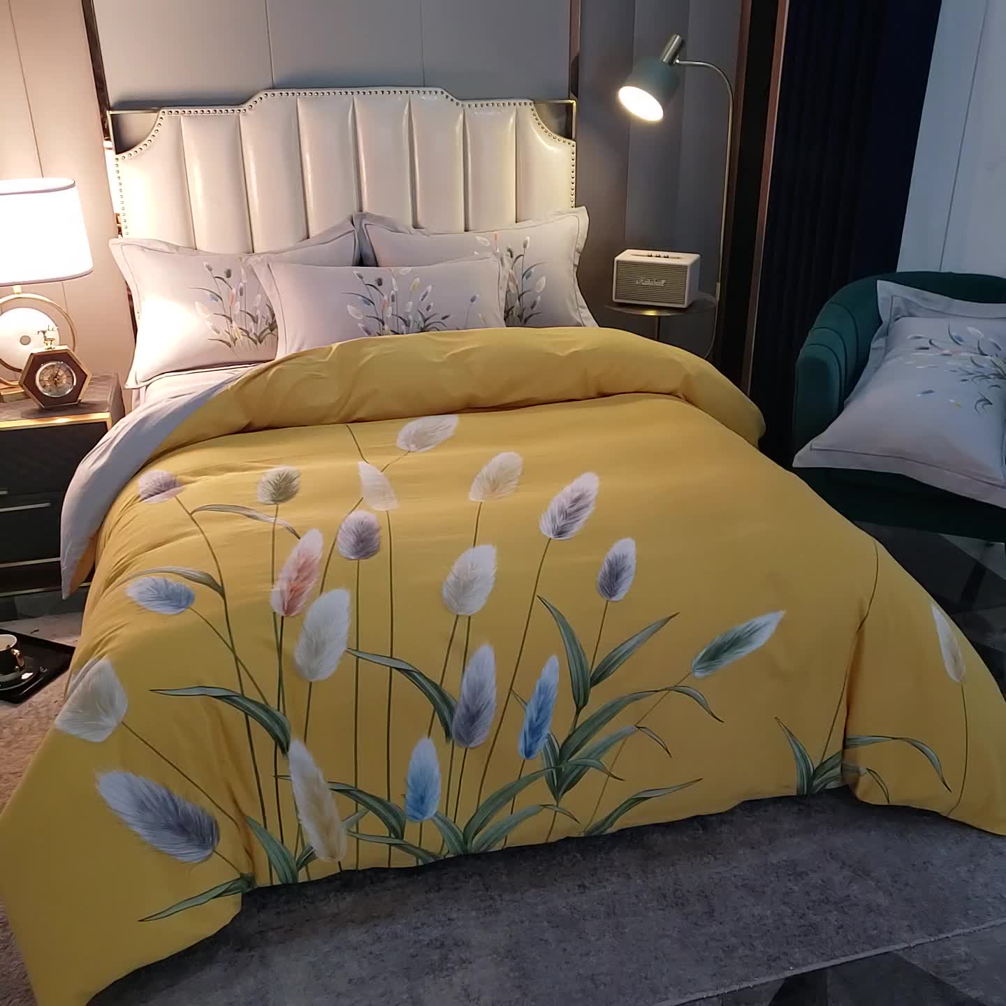 91家纺网 家纺一手货源 找家纺 雲归梦 2020新款全棉生态磨毛大版四件套 麦田印象