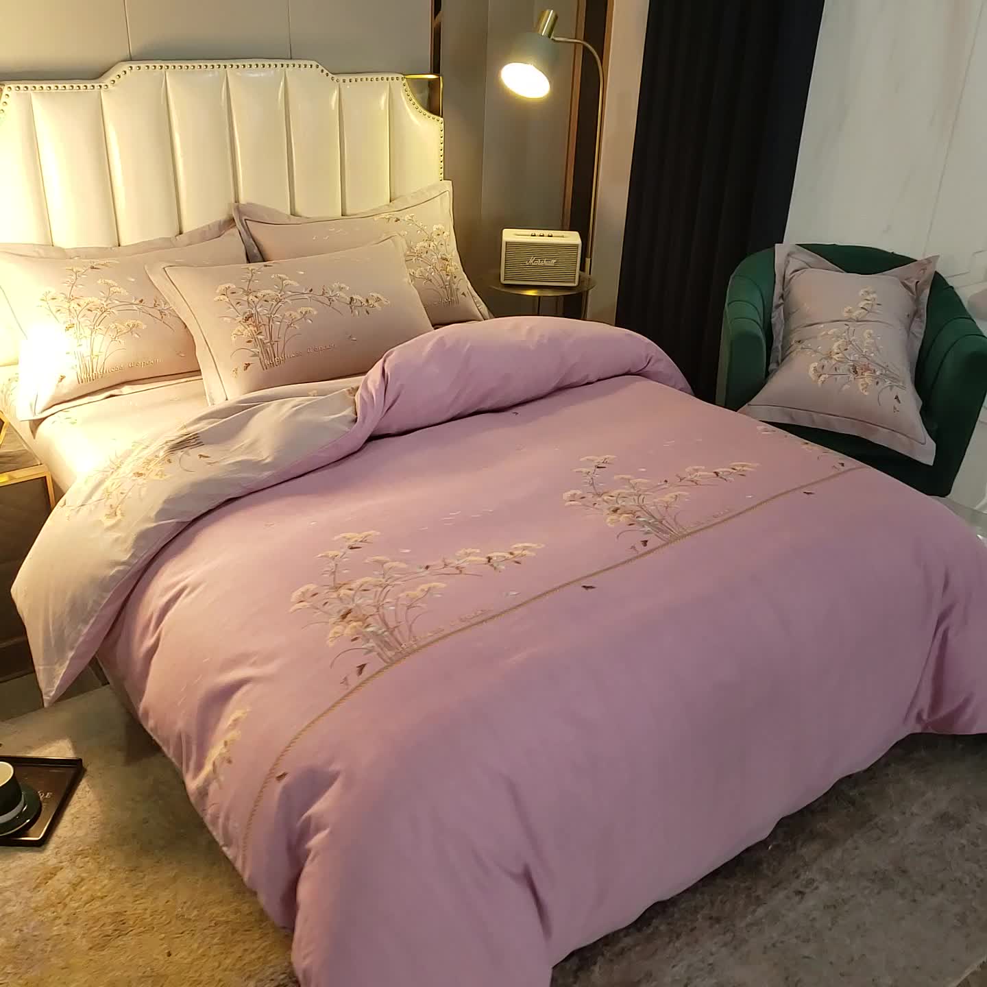 91家纺网 家纺一手货源 找家纺 雲归梦 2020新款全棉生态磨毛大版四件套 铃兰语-粉