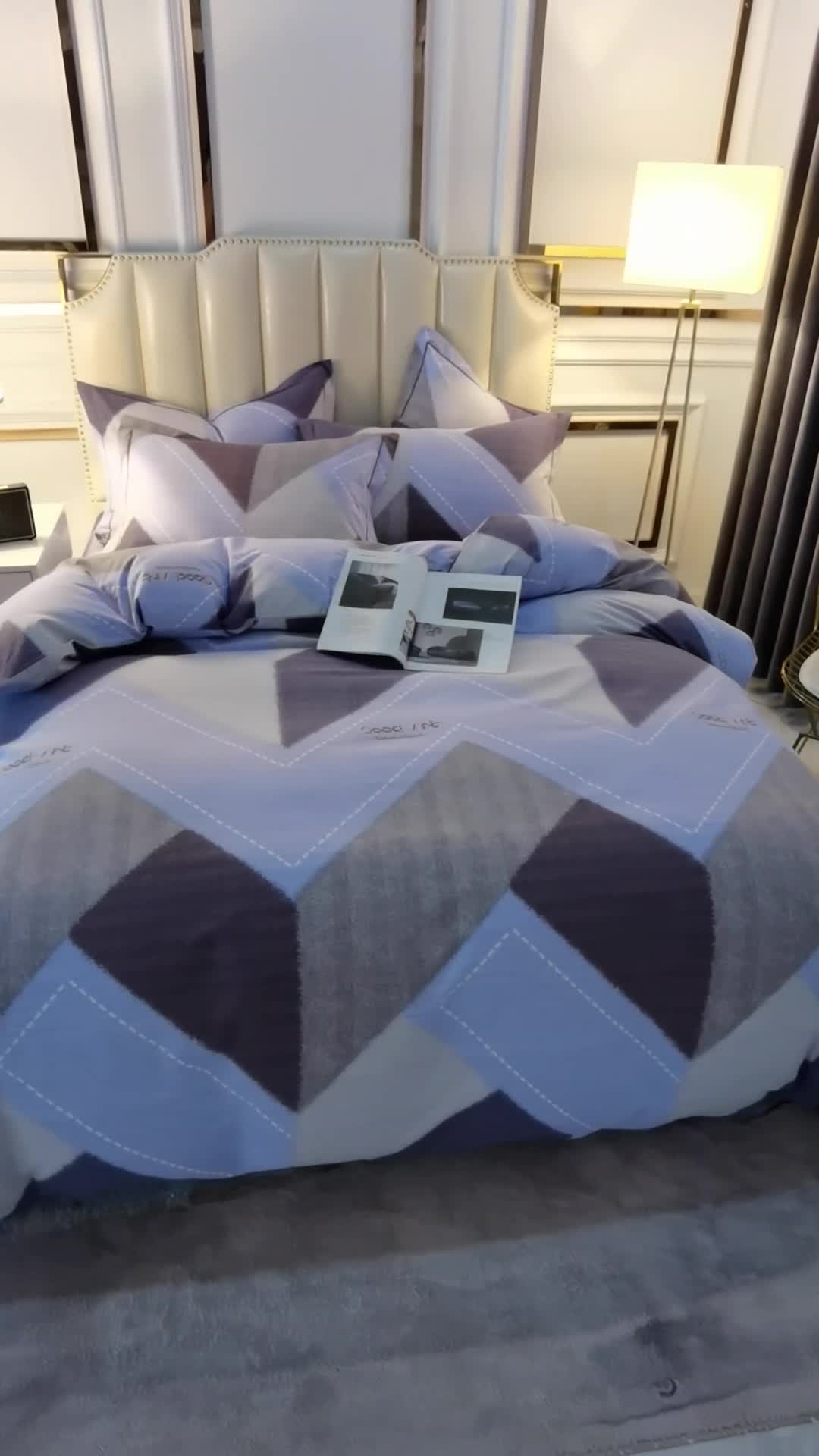 91家纺网 家纺一手货源 找家纺 雲归梦 2020新款全棉加厚磨毛四件套 城市密码