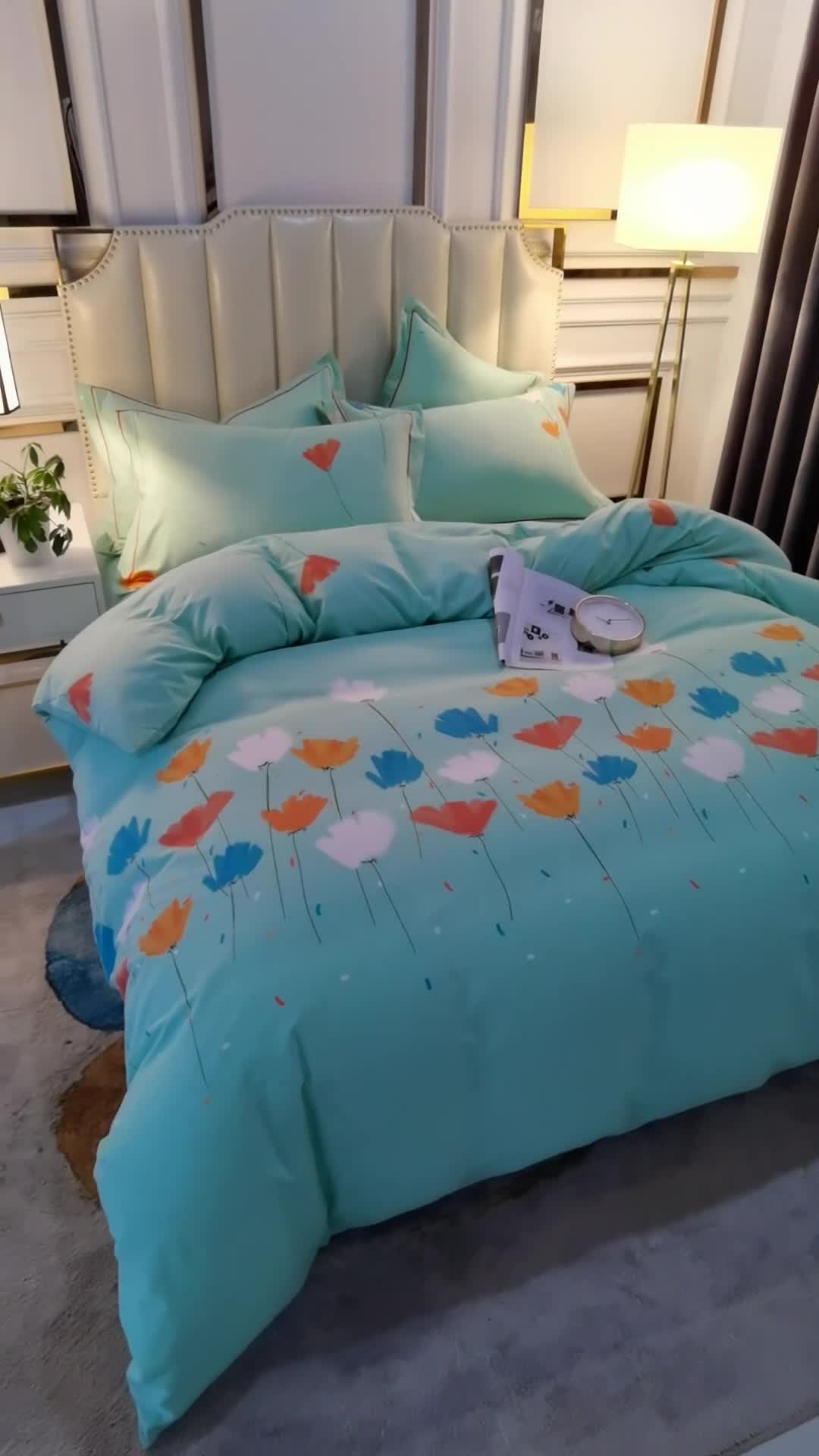 91家纺网 家纺一手货源 找家纺 雲归梦 2020新款全棉加厚磨毛四件套 朵朵花语