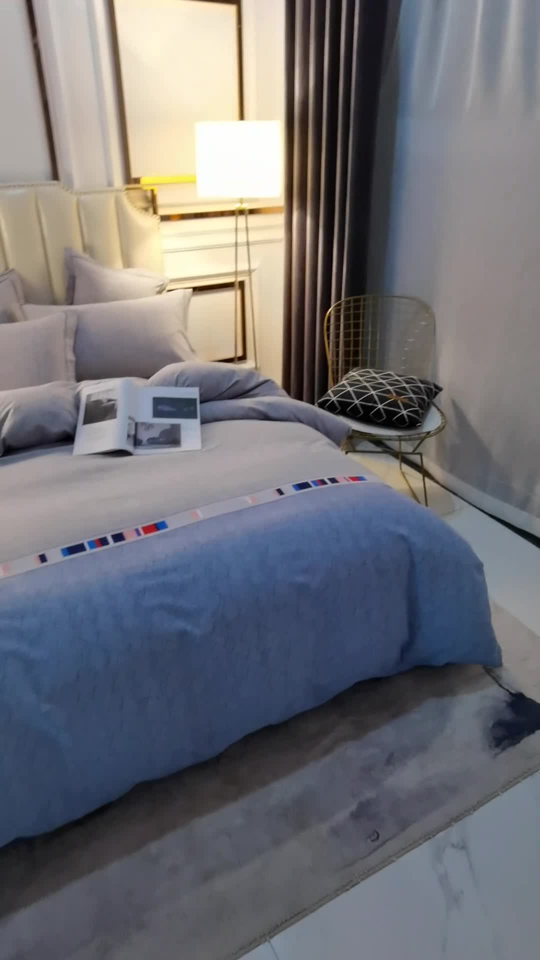 91家纺网 家纺一手货源 找家纺 雲归梦 2020新款全棉加厚磨毛四件套 弗伦堡-灰