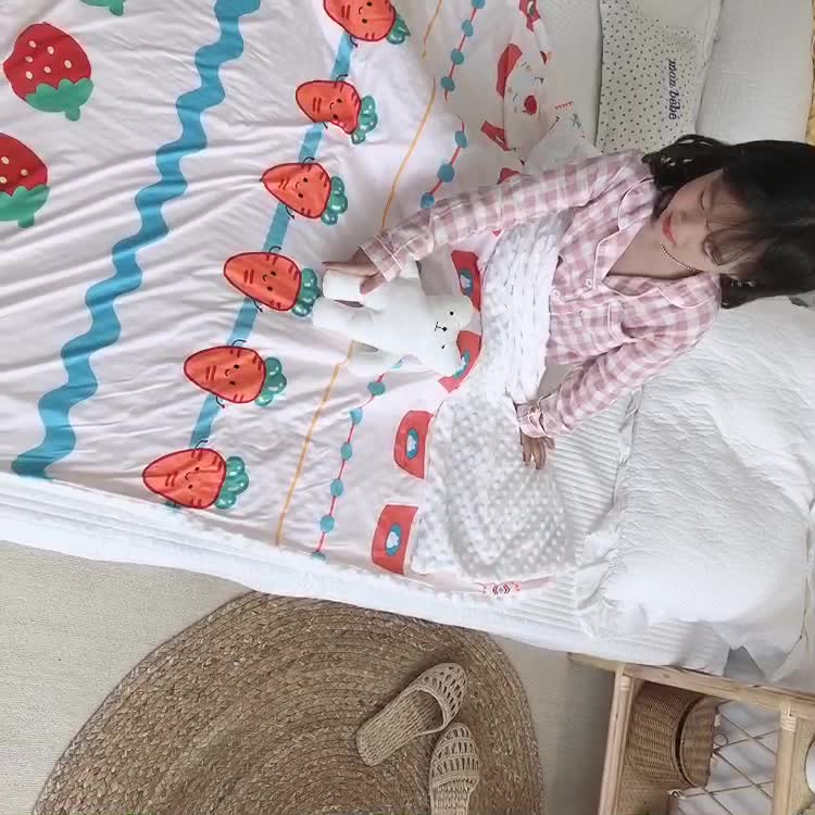 91家纺网 家纺一手货源 找家纺 星期八 2020新款A类针织棉豆豆毯 小萝卜