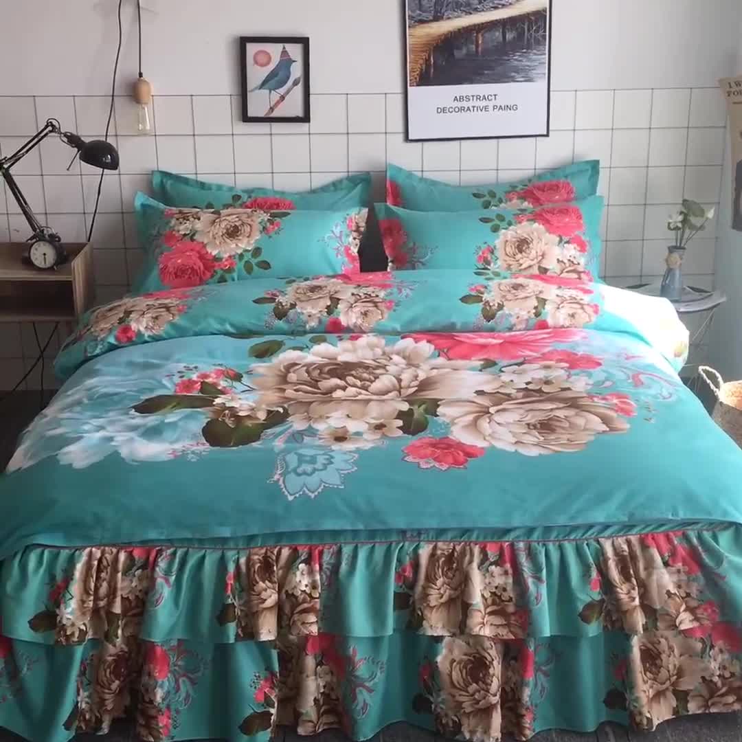 91家纺网 家纺一手货源 找家纺 梦柏 2020新款加厚磨毛四件套大版 国色天香