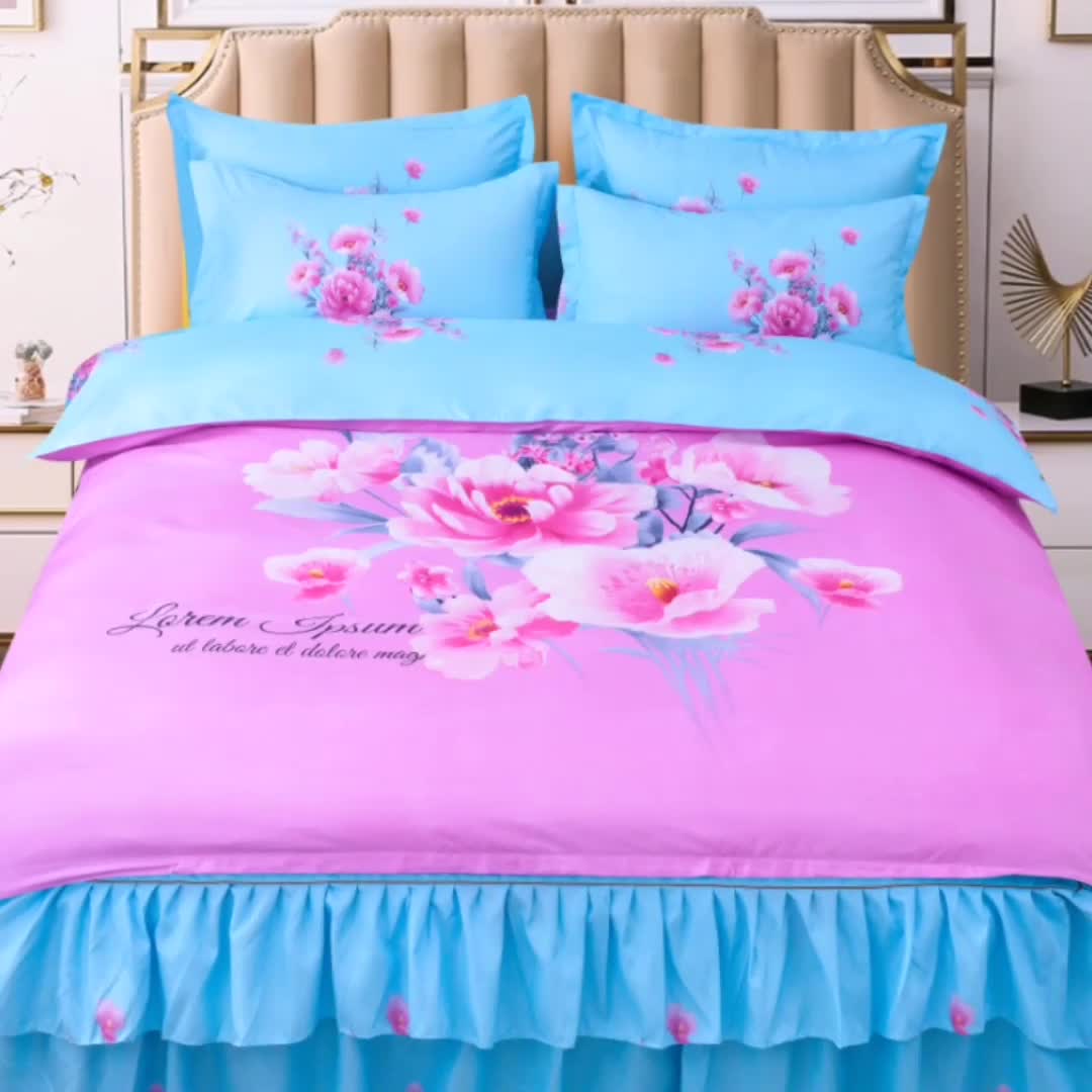 91家纺网 家纺一手货源 找家纺 梦柏 2020新款加厚磨毛四件套大版 宁静花开