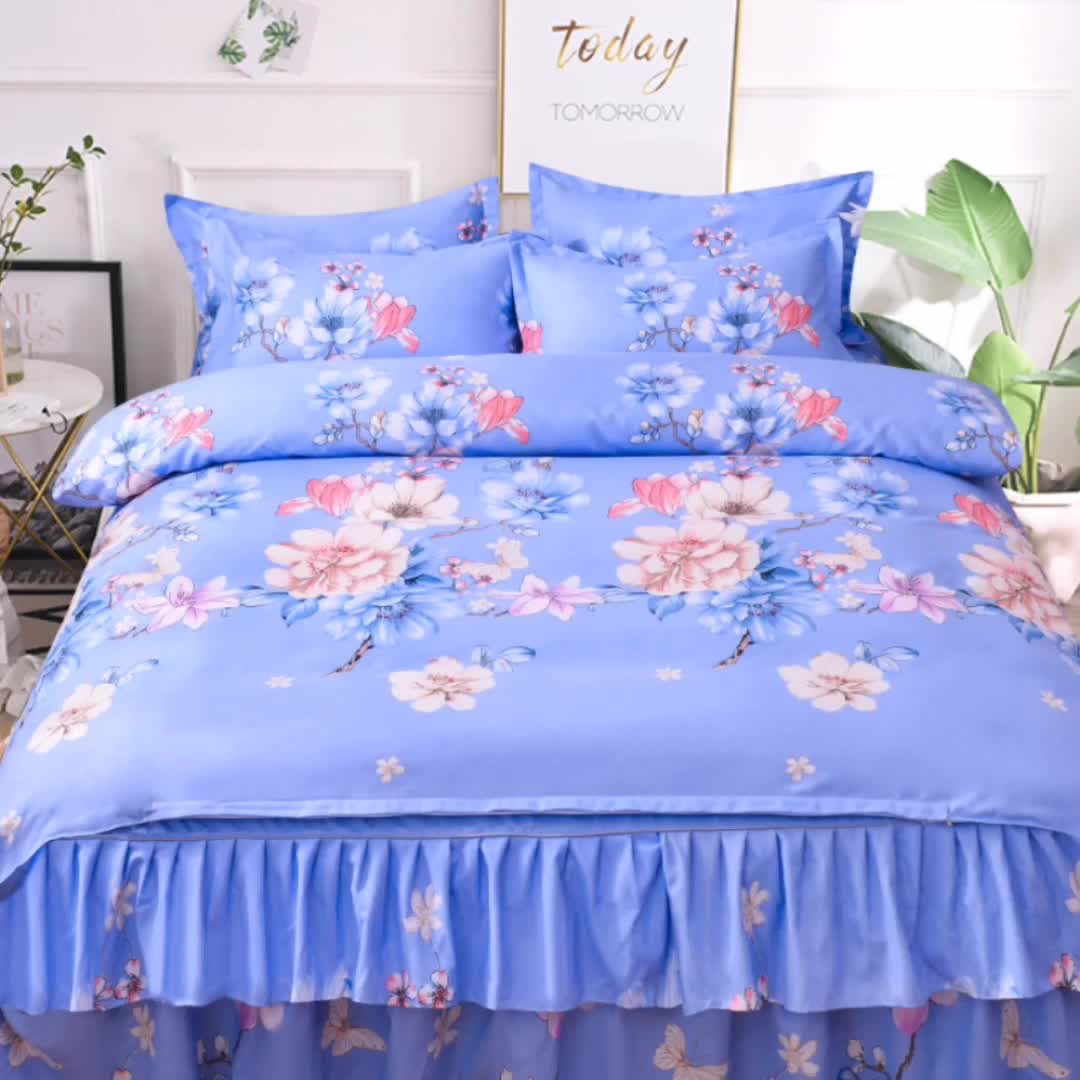 91家纺网 家纺一手货源 找家纺 梦柏 2020新款加厚磨毛四件套小版 幸福花开