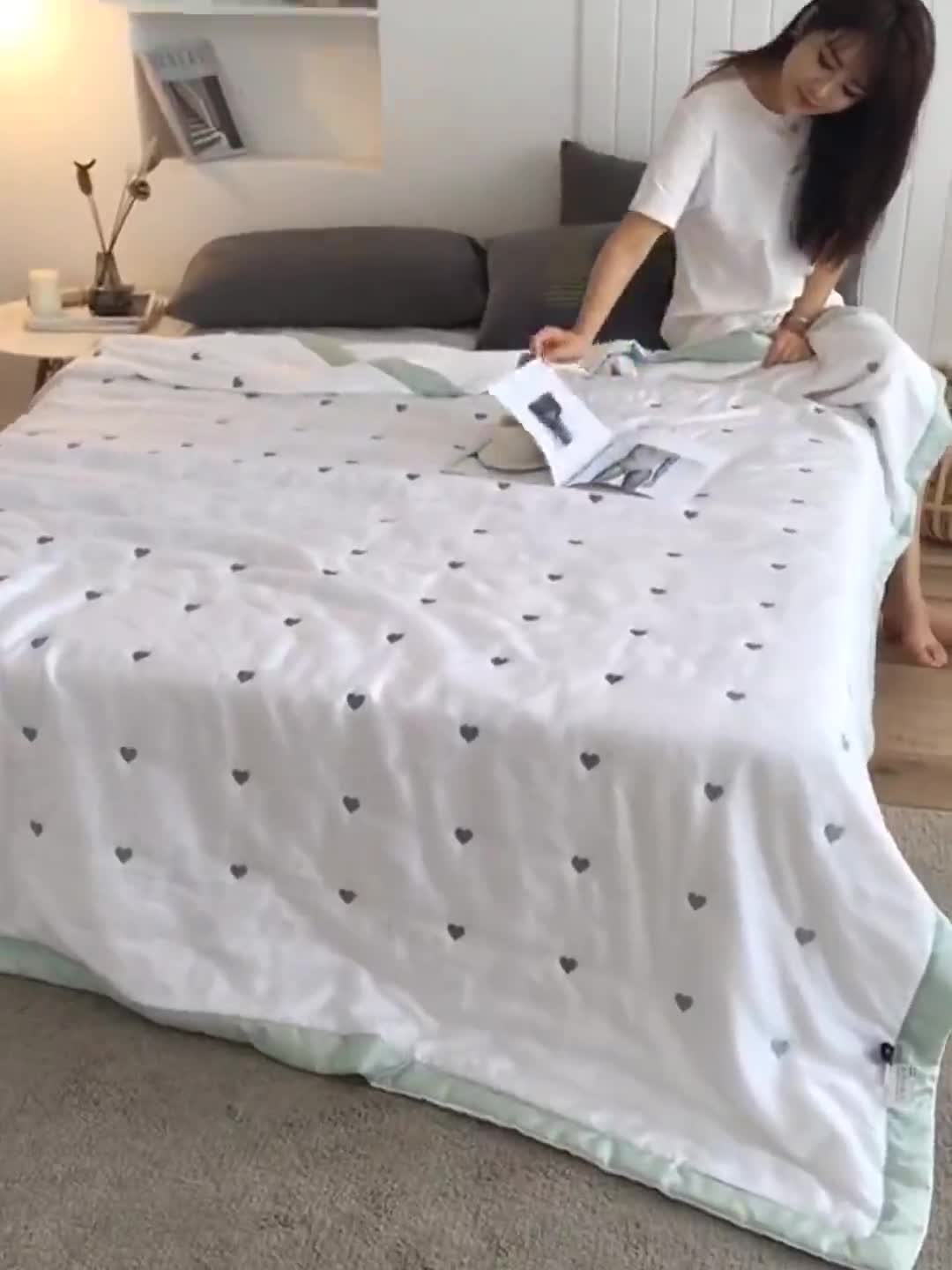 91家纺网 家纺一手货源 找家纺 被靠被 2021新款心晴天丝夏被 心晴-白色