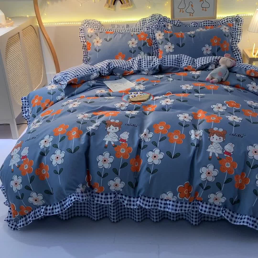 91家纺网 家纺一手货源 找家纺 梦之岛 2020新款加厚磨毛四件套 花房姑娘