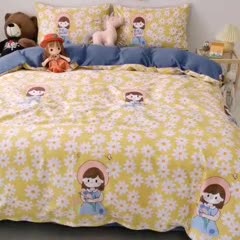 91家纺网 家纺一手货源 找家纺 HL原创新款13372全棉四件套夜晚网红风实拍图 花园女孩