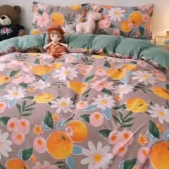 91家纺网 家纺一手货源 找家纺 HL原创新款13372全棉四件套夜晚网红风实拍图 橙意